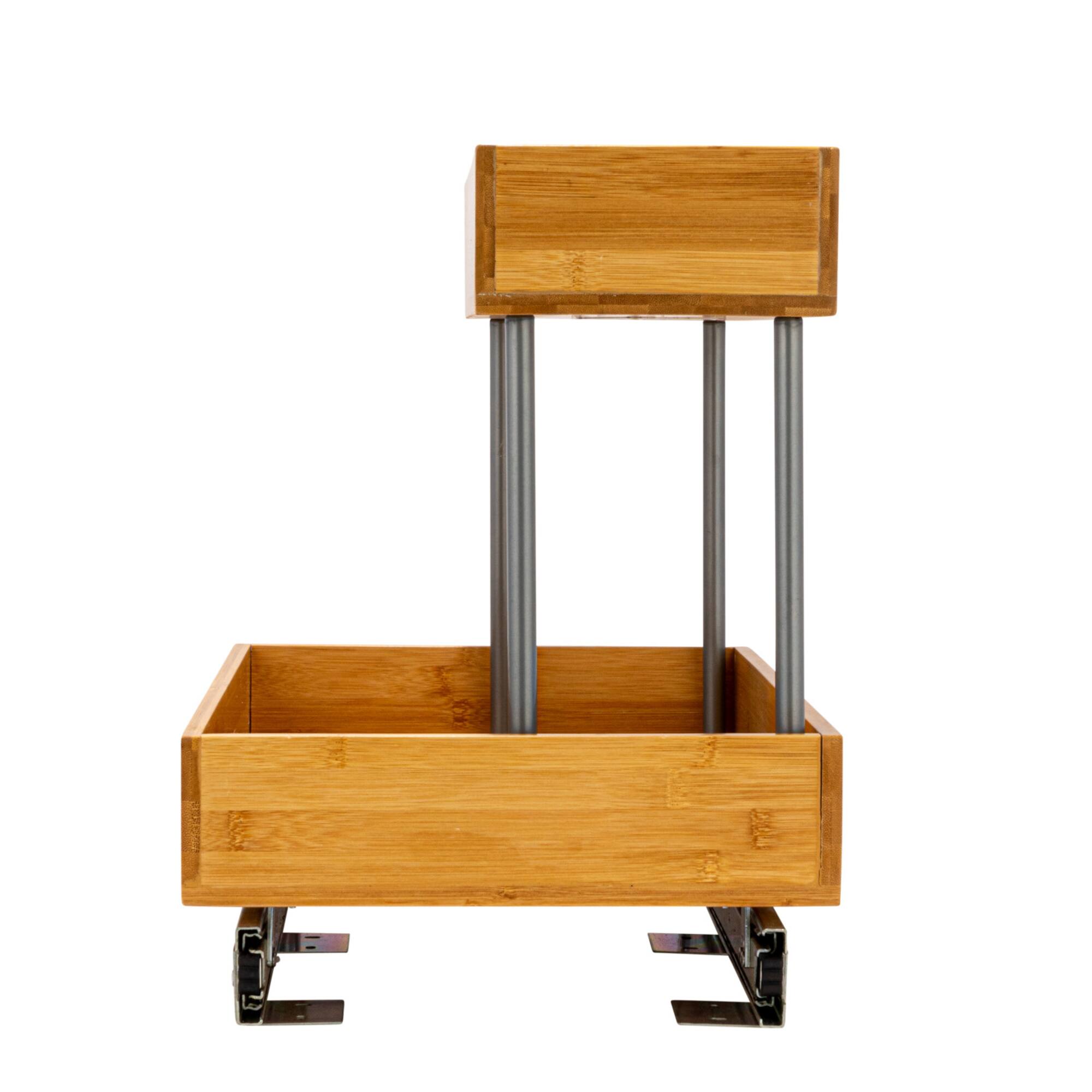 Household Essentials Glidez Steel & Bamboo Slide-Out 2-Tier Storage Organizer